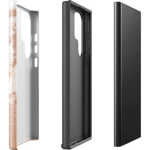 White Rose Gold Marble Galaxy S25 Ultra Impact Case